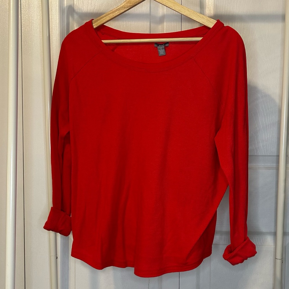 ❤️AERIE Red Waffle Knit Long Sleeve
